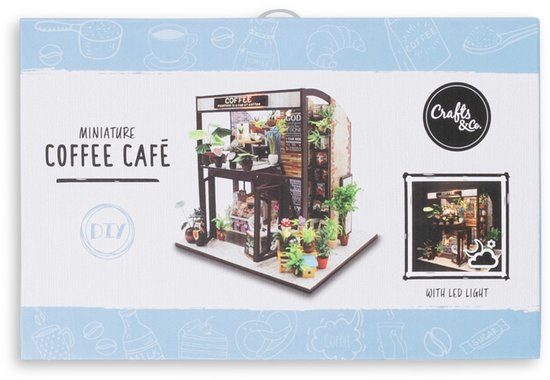 Crafts&Co Kit de construction miniature Adultes – Bois – Maison de poupée DIY – Cadeau de Noël – Café