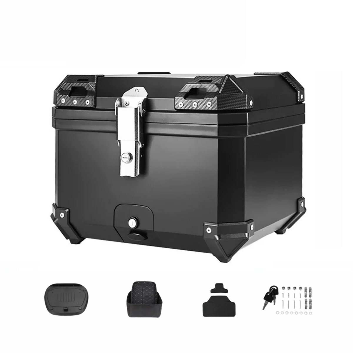 45L Aluminium Motorfiets Kofferbak – Motor Bagagebak - Motor Topkoffer - Waterdichte Bagagekoffer met Snelsluiting en Schokabsorptie – Zwart
