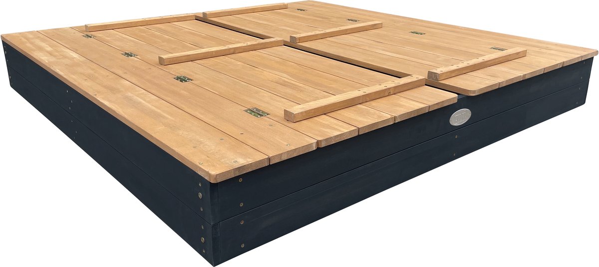 AXI Ella XXL Zandbak 150 x 150 x 20 cm in Antraciet/bruin - Met Zitbankjes en Deksel – FSC hout – Extra grote zandbak voor kinderen — afbeelding 8