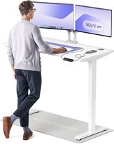 Desktronic HomePro Zit-sta Bureau Elektrisch In Hoogte Verstelbaar, 140x70cm Wit/Wit, Stille Dubbele Motor, Hoogte 62-126cm
