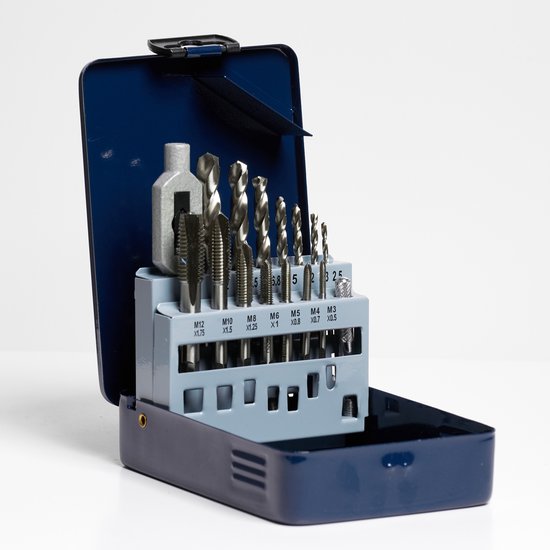 Foto: Hss din352 machinetappen boorset m3m12 2 510 2mm 15 delige set met spiraalboren en tapwrench