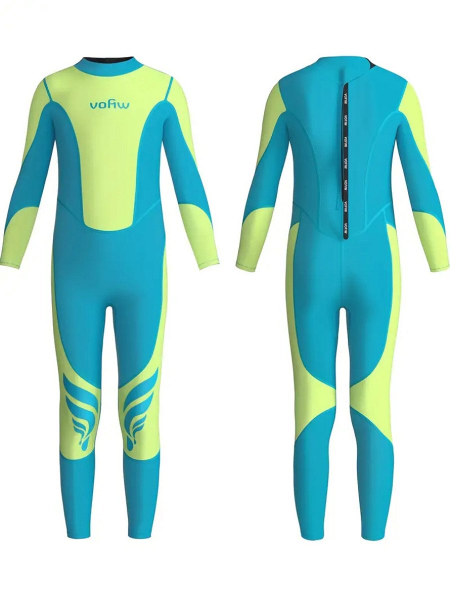 Bovista Wetsuit Kinderen Swimsuit Shorty Surfpak Duikpak Lange Mouw Zwemsuit – 16y Blauw