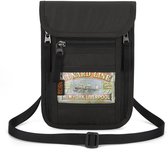 Nektasje - Anti Skim RFID Signaal Blokkering - Reisportemonnee - Nektasje voor Paspoort - Voor dames en heren - Waterafstotend - Travel wallet - Nektasje voor op reis en vakantie - Zwart