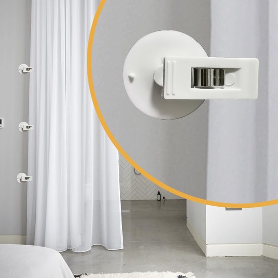 4-pack douchegordijnclips met waterbescherming, zelfklevende douchegordijnen, winddichte spatbescherming, kleine draadhouder voor douche, camper, badkamer, huisdecoratie, binnen en buiten