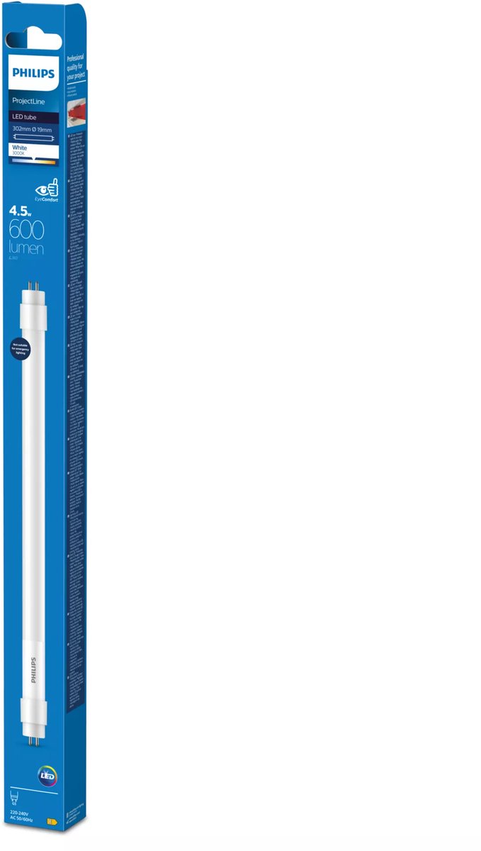 Philips Projectline LED TL buis - T5 mini - 4.5W - G5 - Helderwit licht - 300 mm