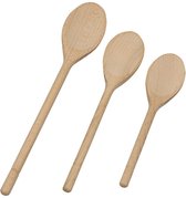 Houten lepel - pollepel - kooklepel - ovaal - set van 3 stuks - 25/30/35 cm - beukenhout