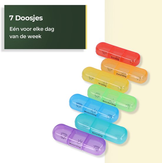 Gandria Pilulier 7 Jours - Pilulier Amovible - Boîte à Médicaments avec 21 Compartiments - Boîte à Médicaments avec Fermeture Robuste - 3 Compartiments par Jour - 7 Couleurs