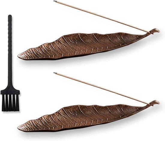 Foto: Bronzen wierookhouder met metalen bladeren set van 4 antieke asvangers voor wierookstokjes perfect voor interieurdecoratie meditatie en yoga
