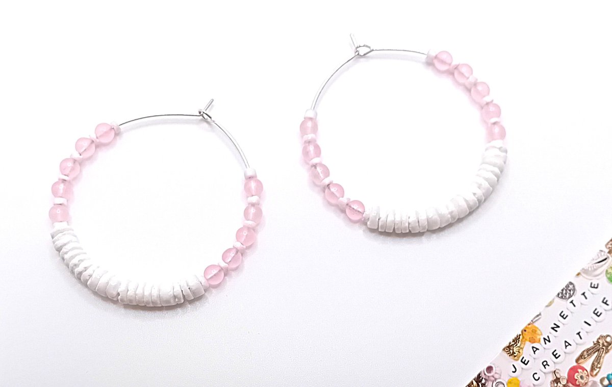 Jeannette-Creatief® - IBIZA Beach - Rozenkwarts Schelp - Oorringen - Oorhangers - Oorbellen - Schelpen - Natuursteen - IBIZA Chic – Boho Chic – Bohemian – Bohemien - Ibiza Style - Boho Chic – Mermaidcore - Valentijn