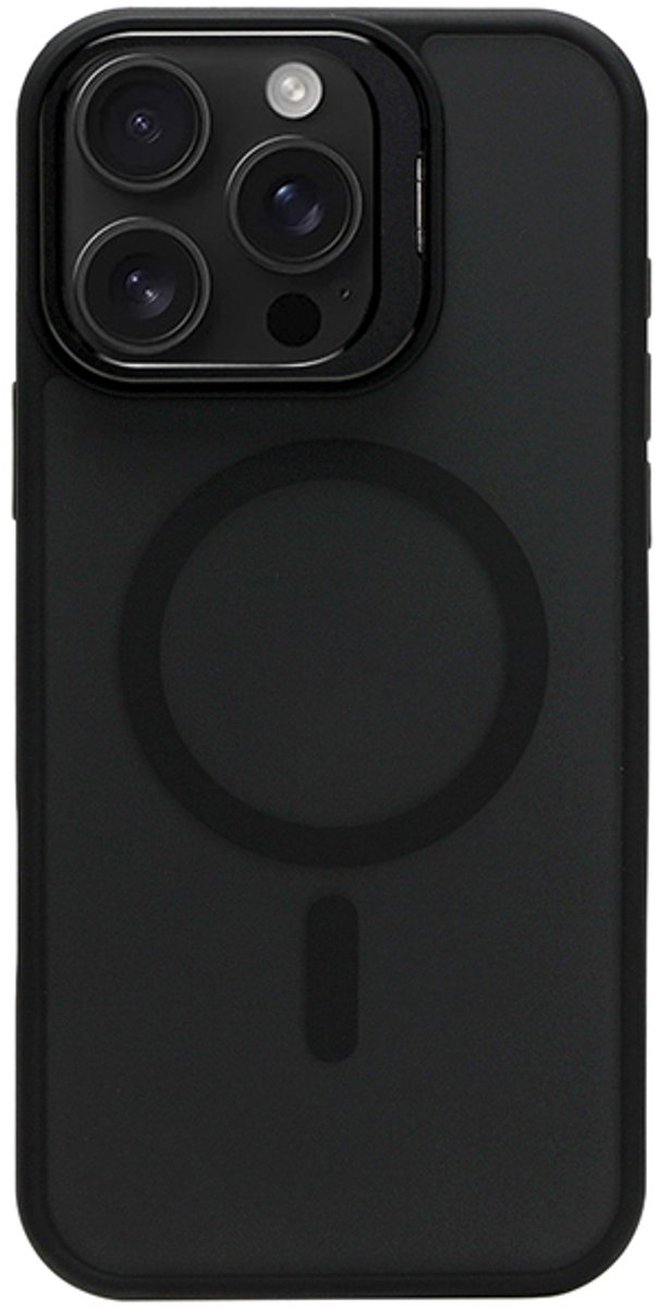 iPhone 16 Plus Magsafe Hoesje - Livon DropSkin Zwart met Uitklapbare Standaard