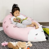 Housse De Pouf Uniquement (sans Remplissage) Pour Ranger Des Animaux En Peluche - Lavable - De Qualité Supérieure - Pour Adultes, Enfants, Adolescents - 99,1 X 119,4 Cm - Beige Et Blanc