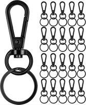 30 Stuks Karabijnhaak met 30 Sleutelringen Zwart - Musketonhaak Sleutelhanger - Keychains voor Volwassenen - Sieraden Maken Mini Musketon ringetjes - Auto Klein Carabiner Sleutel Hanger, Houder - DIY Karabijn Haak Ringen - Karabijnsluiting Hobby