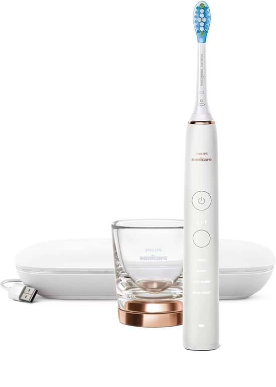 Philips Sonicare DiamondClean 9000 - Luxe Elektrische Tandenborstel - Wit en Rose - Oplaadglas - HX9911/94