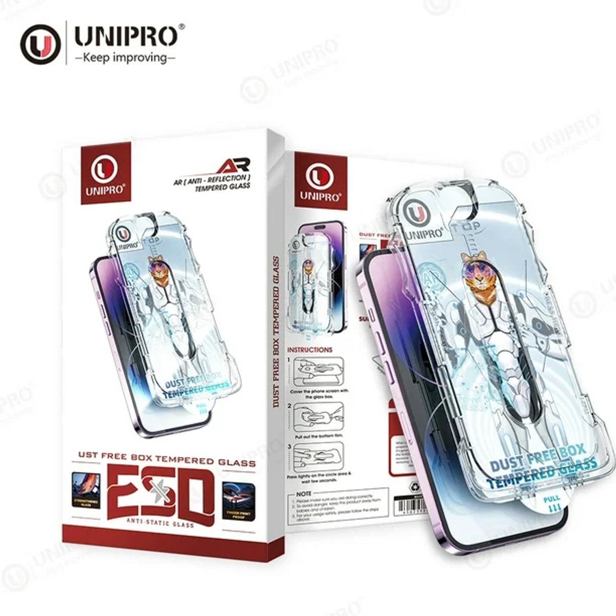 Unipro Privacy Dust Free Tempered Glass Screenprotector Box For Iphone 16 Pro Max Anti Spy Stofvrije Installatie