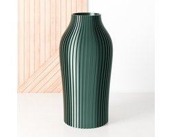 Fleuriek - Grote Vaas Glanzend Groen - H50 cm - Vaas voor zijdenboeket of droogbloemen - Cadeau voor haar - Duurzame tafeldecoratie van gerecycled plastic - Strakke moderne vaas