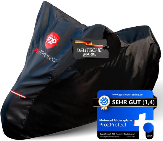 [Test ZEER GOED *] Pro2Protect motorzeil waterdicht weerbestendig, buitenzeil voor bromfiets scooters Vespa scooters, garage voor motorfietsen, hoes motorhoes dekzeilen accessoires