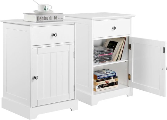 Yaheetech Set van 2 nachtkastjes, bijzettafels, met tijdschriftenplank, salontafel, nachtkastje met open opbergvak en X-vormige steun voor woonkamer, slaapkamer, kantoor, 50 x 25 x 70 cm