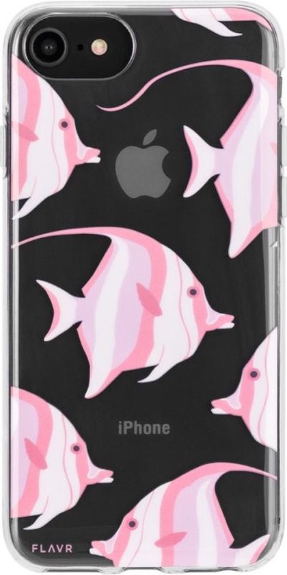 FLAVR iPlate Small Fishes roze visjes doorzichtig iPhone 6 6s 7 8 SE 2020 SE 2022 - Transparant
