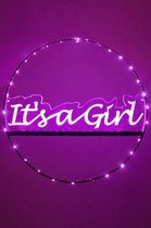Raam- & Deur Cirkel It's a Girl Verlicht - Roze LED 35cm
