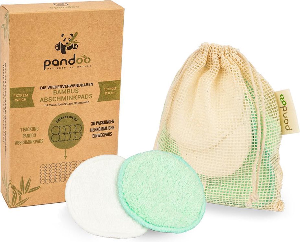 Pandoo reinigingpads wasbaar - 10 stuks - wattenschijfjes wasbaar