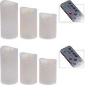 2x Set van 3 witte led kaarsen met afstandsbediening - LED stompkaarsen