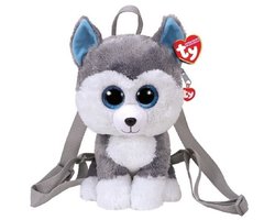 Pluche Ty Beanie grijze husky hond rugzak Slush voor kinderen - Honden huisdieren knuffel tassen - Schooltas/gymtas - Rugzakken/rugtassen voor jongens/meisjes