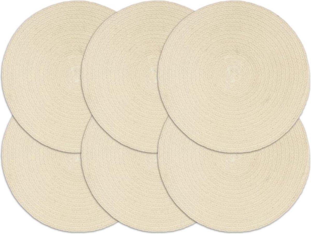 vidaXL - Placemats - 6 - st - rond - 38 - cm - katoen - natuurlijk