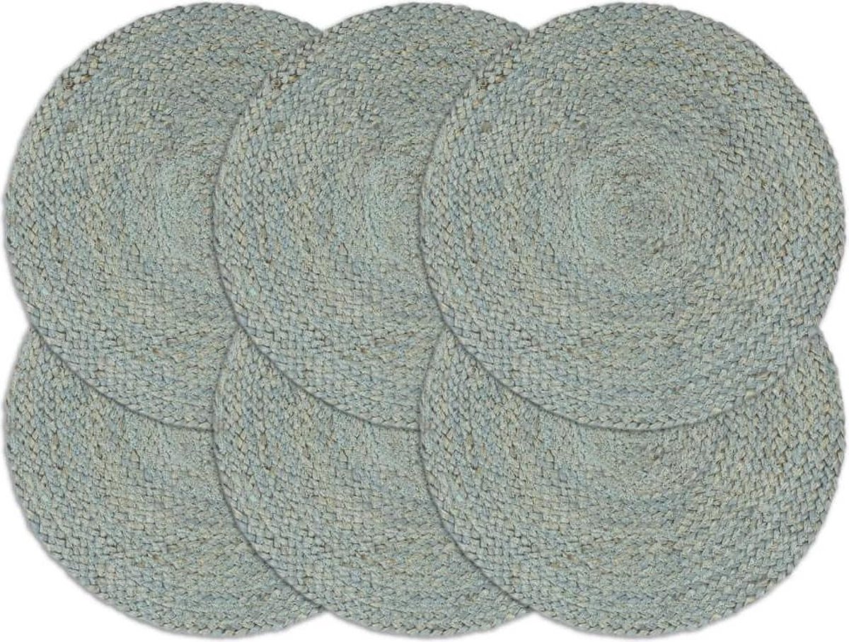 vidaXL - Placemats - 6 - st - rond - 38 - cm - jute - olijfgroen