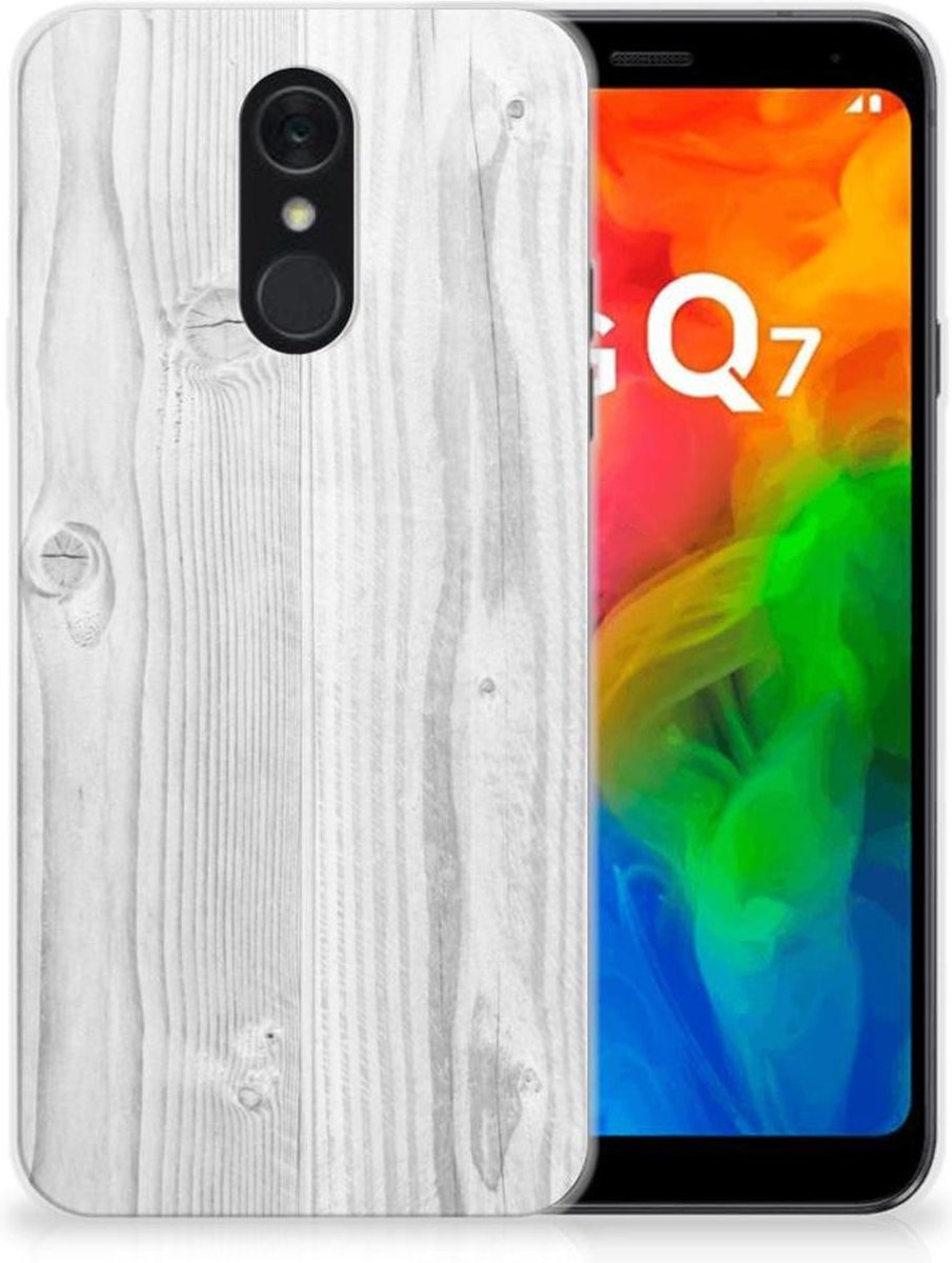 LG Q7 Bumper Hoesje White Wood