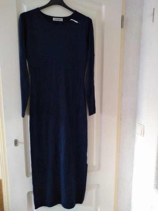 Donkerblauwe jurk met lange mouwen | bol