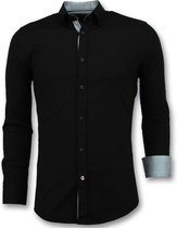 Luxe Heren Blanco Overhemden Italiaans - Slim Fit - 3078 - Zwart | bol.com