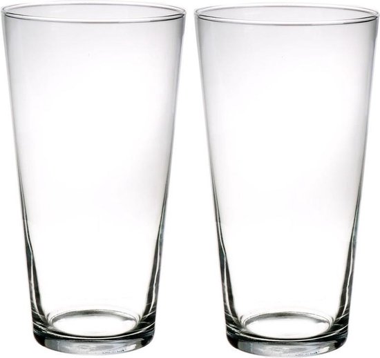 2x Conische vaas glas 30 cm - bloemenvaas - Decoratieve vazen | bol.com