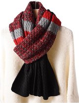 Gebreide Dames Sjaal – Wintersjaal – Black & Red