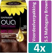 Garnier Olia Haarverf  5.5 Mahogany Brown 4 stuks Voordeelverpakking