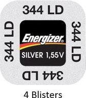 4 stuks (4 blisters a 1 stuk) Energizer Zilver Oxide Knoopcel 344/350 LD 1.55V