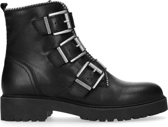 | Sacha Dames Zwarte leren biker boots met | Sacha Dames Zwarte leren biker boots met
