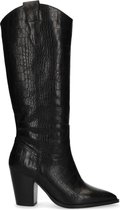 Sacha Dames Zwarte leren cowboylaarzen met crocoprint Maat 40 Sacha Dames Zwarte leren cowboylaarzen met crocoprint Maat 40