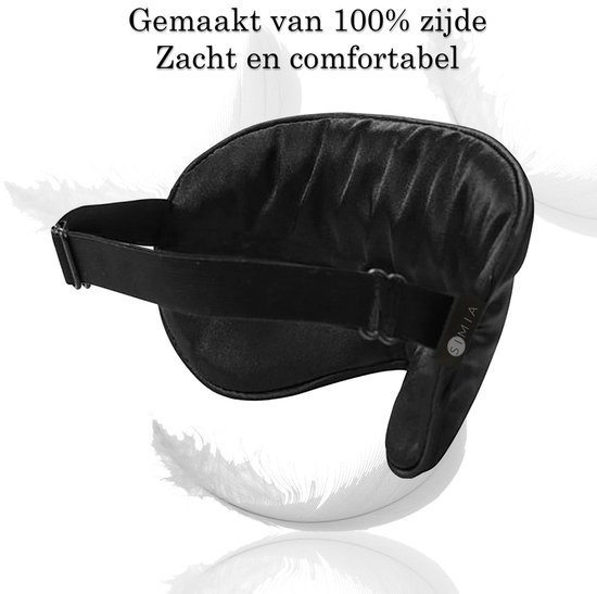 SIMIA™ Premium Zijden Slaapmasker + Opbergzakje - 100% Verduisterend Oogmasker - Verstelbaar - Blinddoek - Zijdezacht - Anti-Rimpel - Cadeau Tip - Zwart