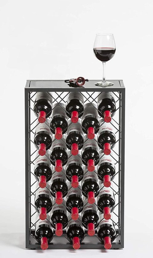 hardwerkend kloof uitlokken Stalen wijnrek met ruitpatroon plek voor 23 flessen 40x23x68cm | Stevig  wijnrek slank... | bol.com