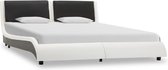 Bedframe Zwart Wit 140x200 cm Kunstleer (Incl LW Anti kras Vilt) - Bed frame met lattenbodem - Tweepersoonsbed Eenpersoonsbed