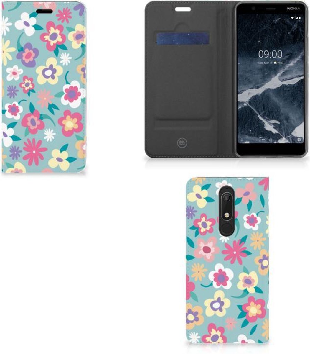 Book Case voor Nokia 5.1 (2018) Smart Cover Flower Power