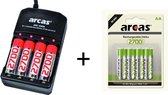 Arcas Batterij Oplader Geschikt voor AA / AAA + 8 ARCAS Rechargeable AA Batterijen 2700 mah