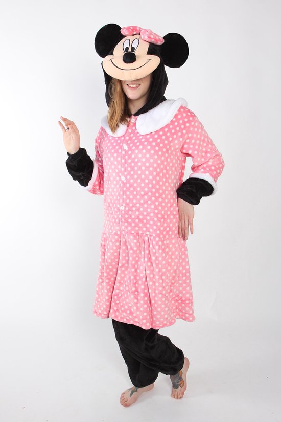 landheer Vlak Occlusie Onesie Minnie Mouse pak roze kostuum polkadots muis - maat S-M - muizenpak  jumpsuit... | bol.com