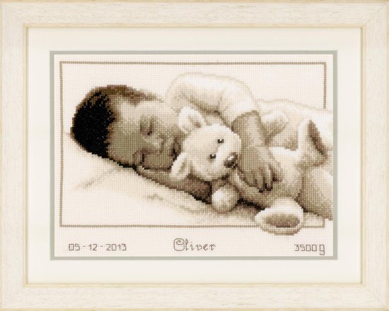 Riet Woud het spoor Borduurpakket geboortelap knuffelen om te borduren voor een baby | bol.com