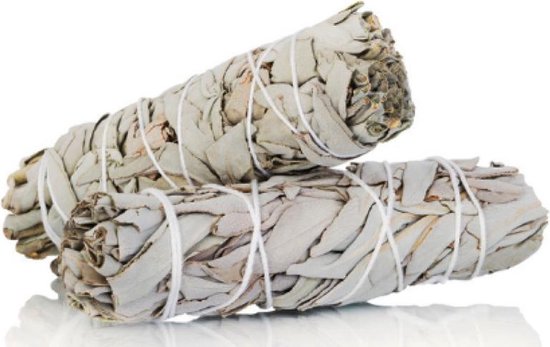 Witte Salie - white sage - smudge stick - 1 stuk - 10cm - meditatie - yoga - huis reiniging - zuivering - Merkloos