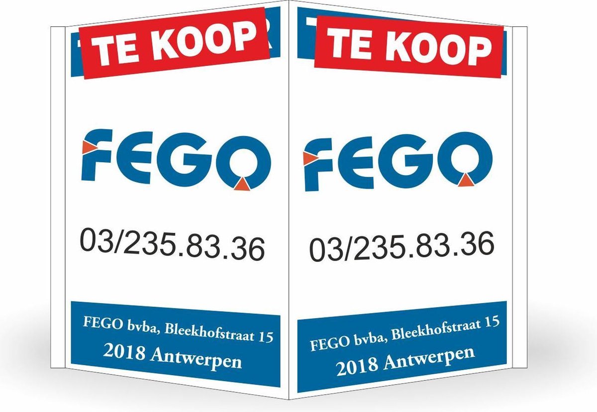 5x "Te Koop" stickers 50 x 14 cm, Vinyl Rood/Wit