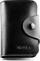 Ninzer Unisex Creditcardhouder - Luxe kaarthouder - Echt leer - 15 pasjes - Zwart