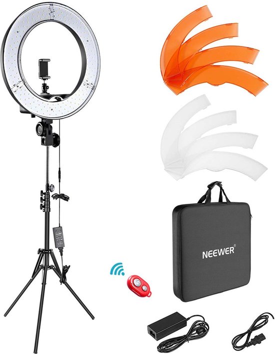 Neewer Ringlamp met statief | Studiolamp | 18 Inch ringlight | 240 ledlampen | Camera | Smartphone