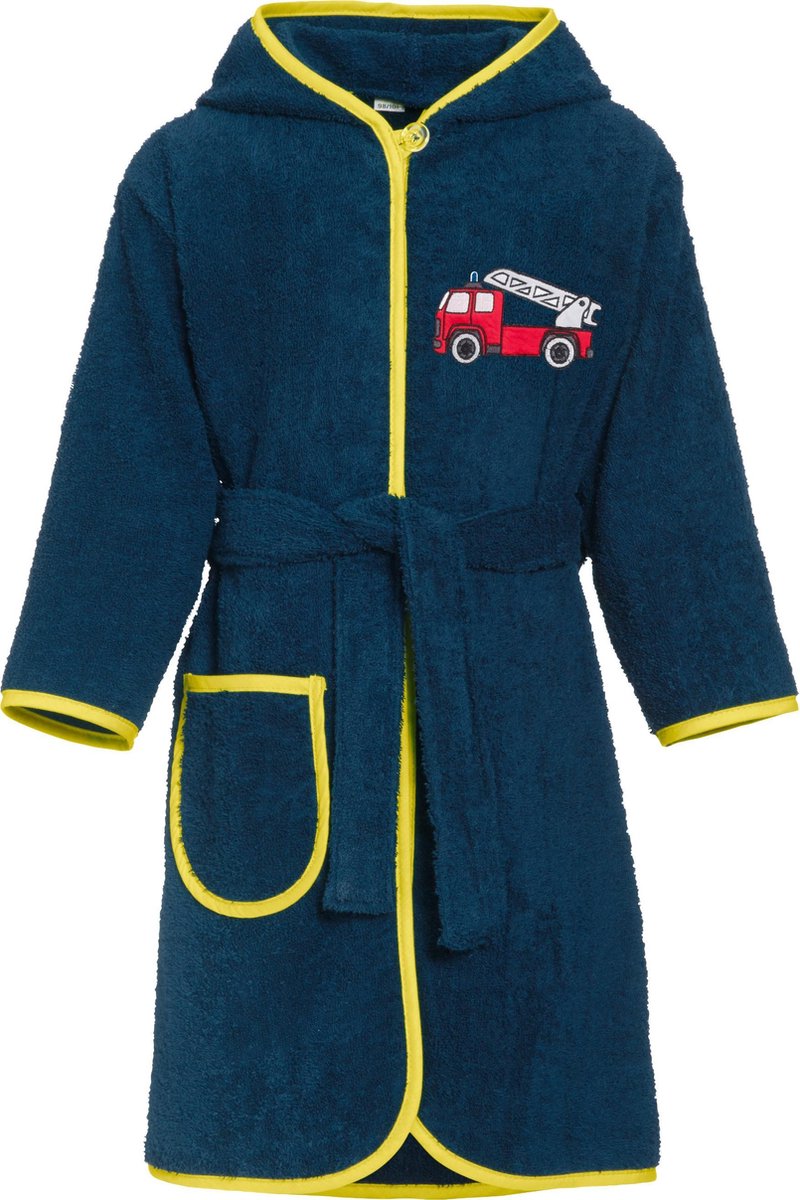 Playshoes - Badjas met capuchon voor jongens - Brandweerauto - maat 86-92cm