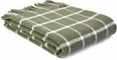 Beau plaid en laine | Olive à carreaux à carreaux | 100% laine vierge | Fabriqué au Royaume-Uni